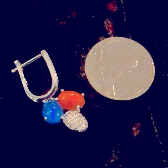 Opals, CZ & 14K White Gold Plated - Picture 3 of 4